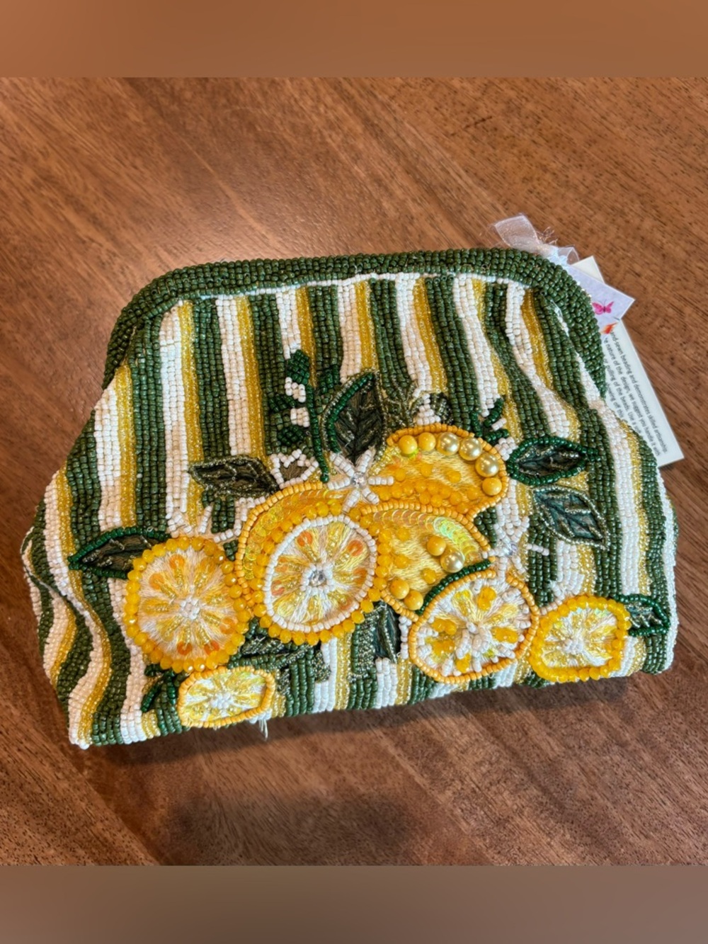 Anthropologie Style Beaded Lemon Citrus Floral Bag. Italian Summer Inspired🌞⛱️🏖️
